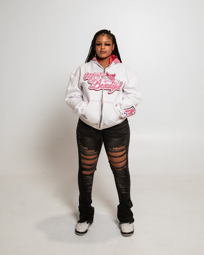 Most Beautiful Full Zip - White (Hoodie)