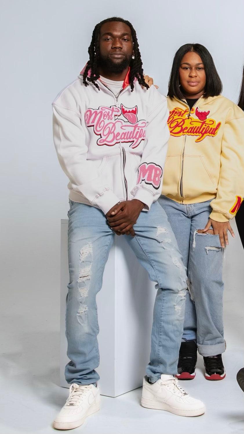Most Beautiful Full Zip - White (Hoodie)