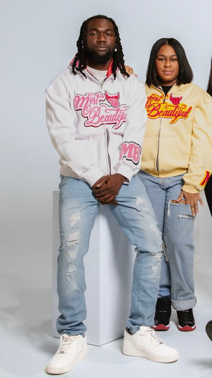 Most Beautiful Full Zip - White (Hoodie)
